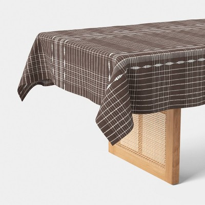 60"x84" Cotton Tablecloth Ikat Woven Brown - Threshold™ | Target