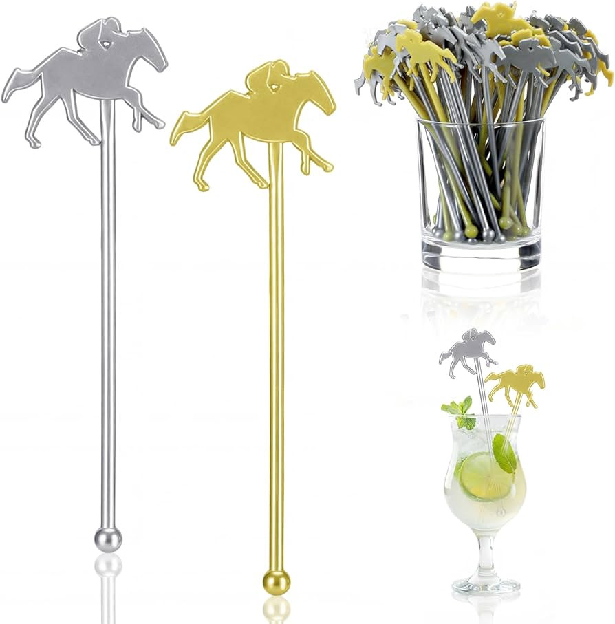 60 Pcs 6 Inch Derby Drink Plastic Stirrers Swizzle Sticks for Cocktails Coffee Reusable Horse Rac... | Amazon (US)