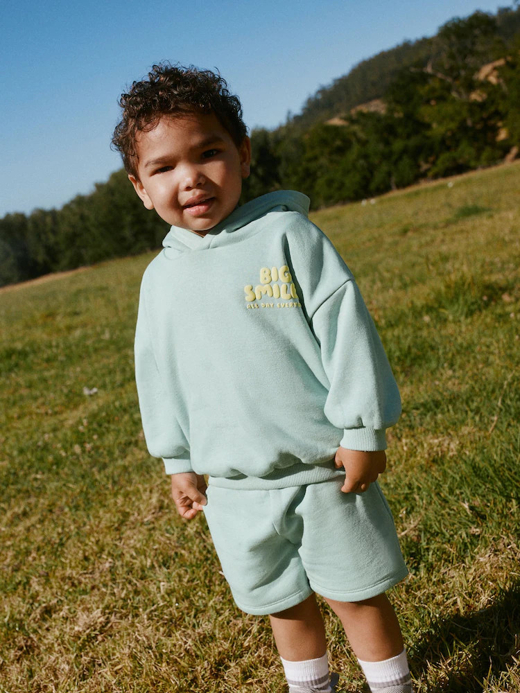 Sage Green Big Smiles Hoodie and Shorts Set (3mths-7yrs) | Next US