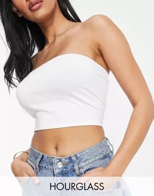 ASOS DESIGN Hourglass ultimate bandeau crop top in organic cotton in white | ASOS (Global)