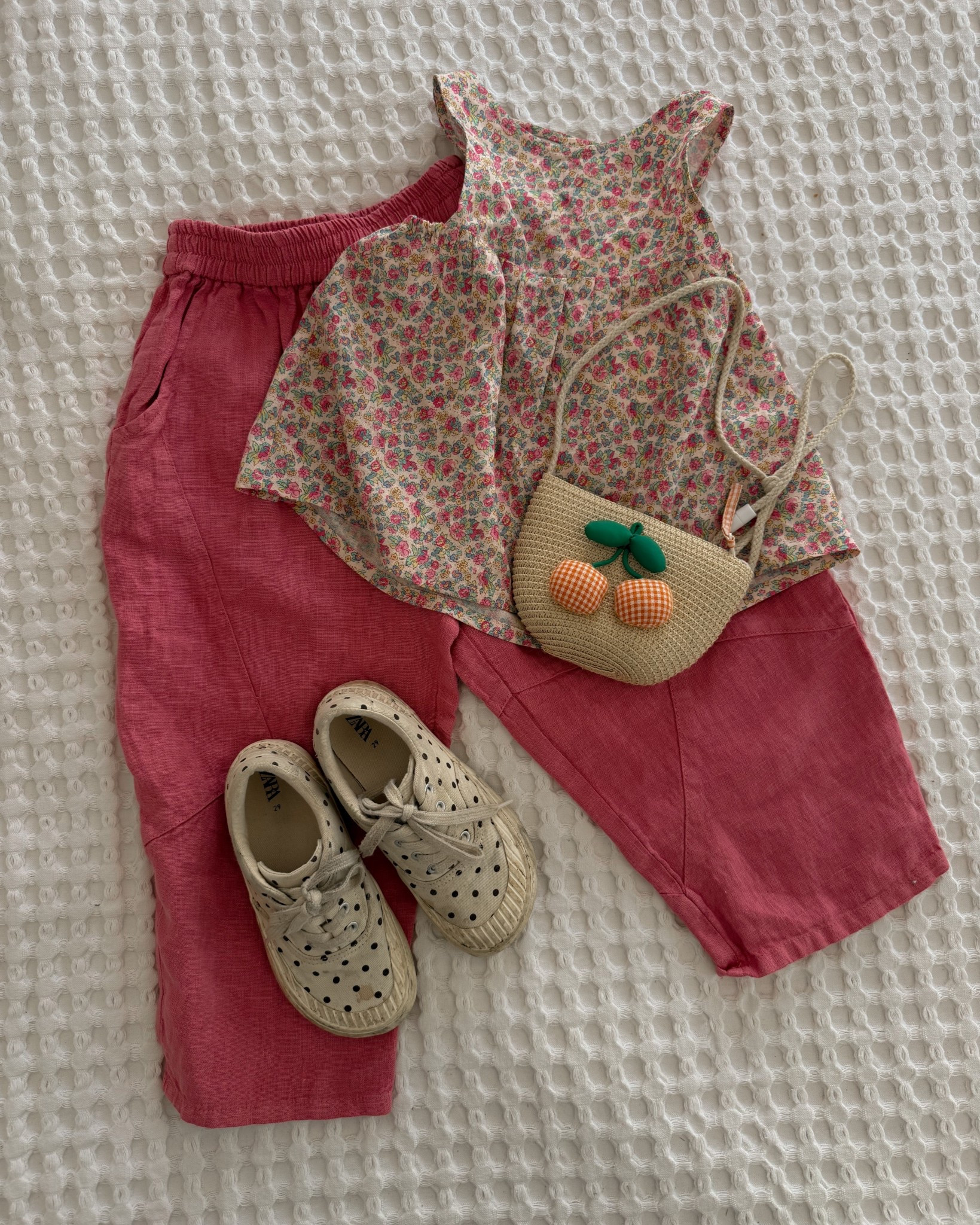 Zara kids outfit, Zara girls, pink linen trousers, floral top, floral cami, polka dot plimsolls, zara new in , Zara kidswear, kids outfit , kids style 

#LTKkids #LTKuk #LTKsummer
