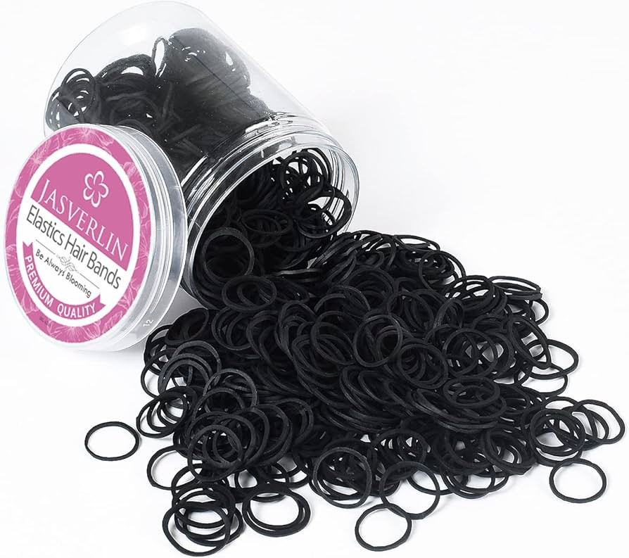 Small Rubber Bands for Hair, Black Mini Hair Ties Elastics Bands for Little Girls Baby Toddler, B... | Amazon (US)