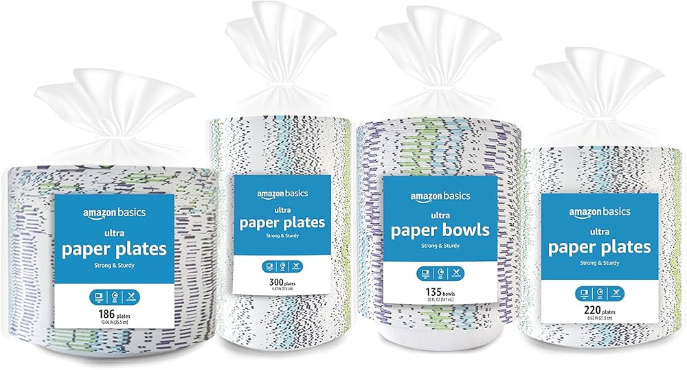 Amazon Basics Ultra Paper Plates, 6.87 Inch, Disposable, 600 Count (2 Pack of 300) (Previously En... | Amazon (US)