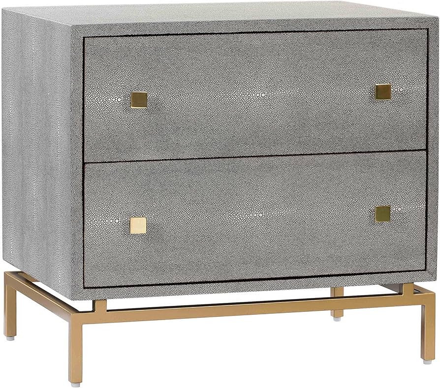 TOV Furniture Pesce Shagreen Modern Textured 2 Drawer Bedroom Nightstand, 25" Grey | Amazon (US)