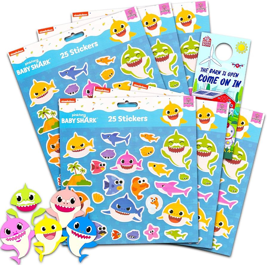 Baby Shark Stickers Party Favors Bundle - 150 Baby Shark Stickers for Kids Featuring Baby Shark, ... | Amazon (US)