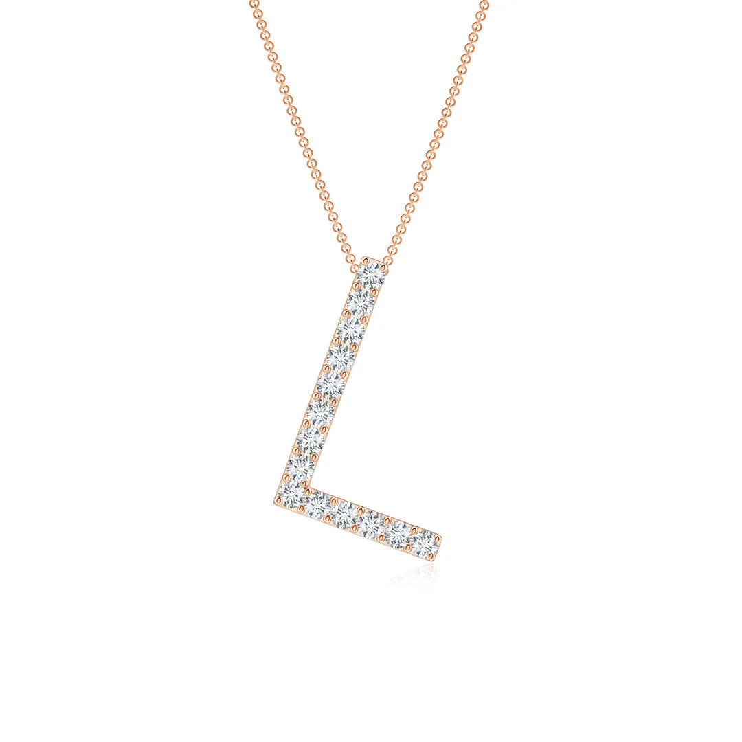 Lab-Grown Prong-Set Diamond Capital "L" Initial Pendant | Angara Inc.