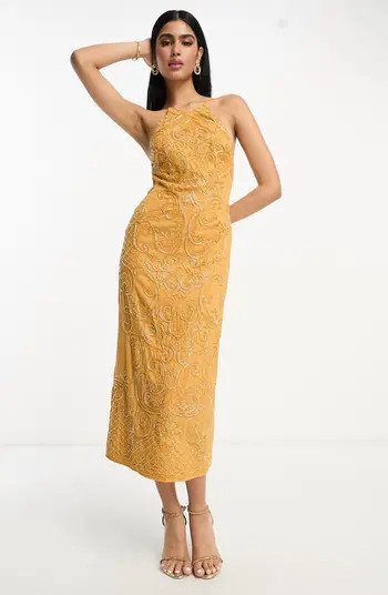 Halter Neck Embellished Beaded Dress | Nordstrom