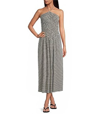 Gianni Bini Sonia Gingham Print Halter Neck Sleeveless Midi Dress -  0 | Dillard's