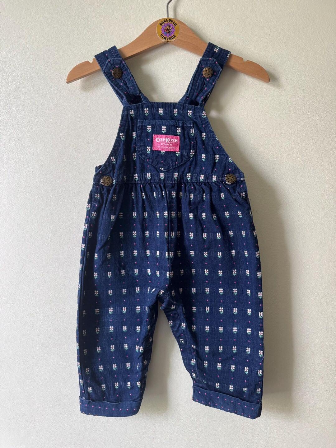 Vintage Oshkosh B\u2019gosh Blue Floral Dunagrees \u2013 Made in USA (late 80s\u2013early 90s) - ... | Etsy (Global)