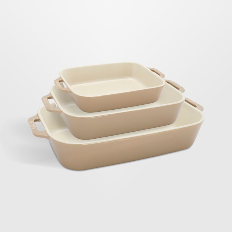 Staub Sesame 3-Piece Rectangular Baking Dish Set + Reviews | Crate & Barrel | Crate & Barrel