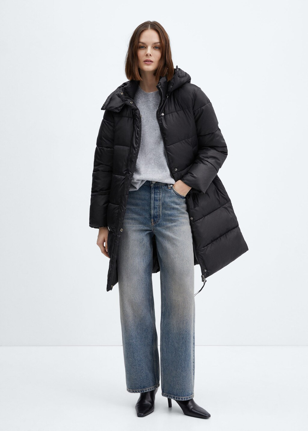 Detachable hood quilted coat -  Women | Mango USA | MANGO (US)