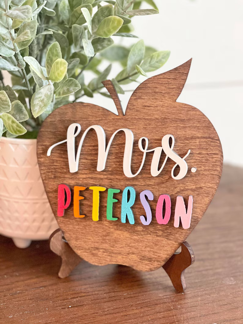Personalized Desktop Teacher Apple Sign - Mini Apple Sign for Teachers - Gifts for Teachers - Teache | Etsy (US)