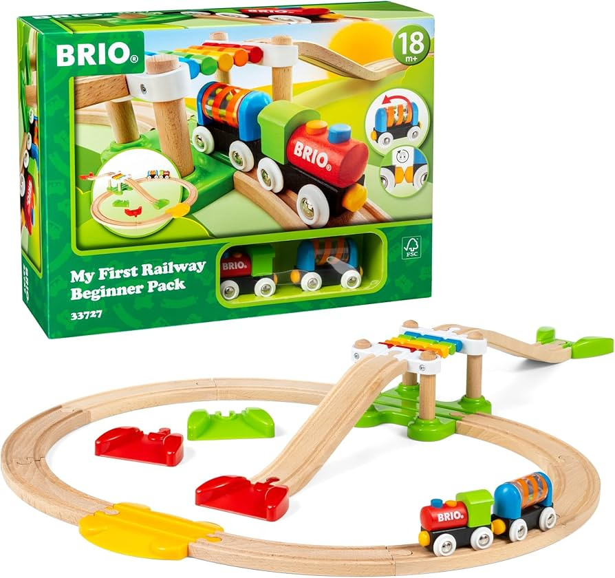 BRIO My First Railway Beginner Pack - 18-Piece FSC-Certified Wood Train Set - Compatible with All... | Amazon (US)