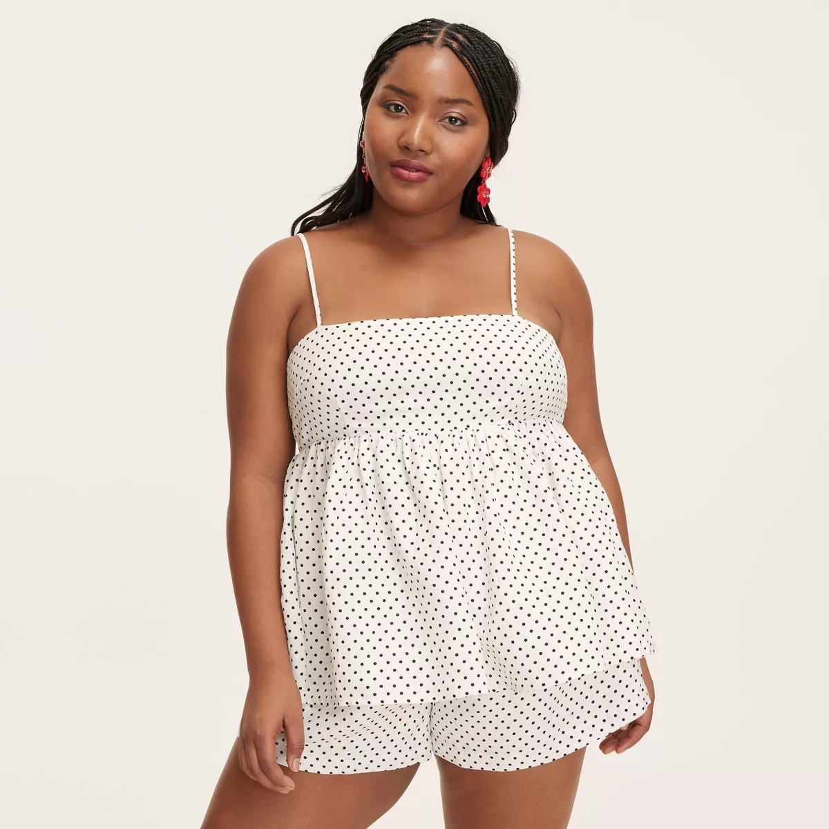 Women's Mini Polka Dot Linen Baby Doll Tank Top - kate spade new york x Target Cream/Black | Target