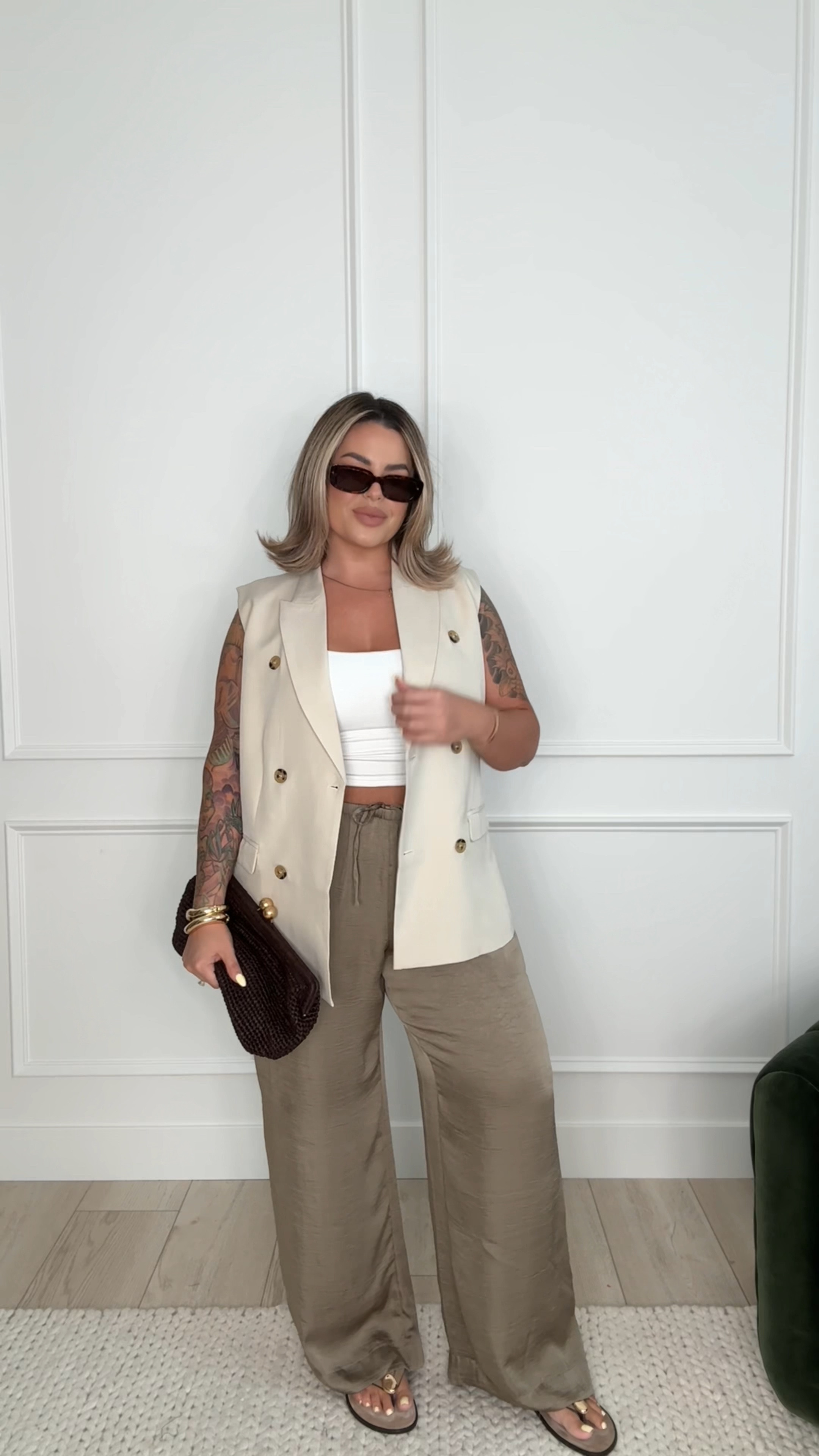 Elevated casual summer outfit idea 
Pants I recommend sizing up for more of a loose vibe I did a XL 
Tank L
Vest came in a set size L 
Sandals tts 
#Zara #Midsize #Target #BlazerVest #Blazer #Amazon 

#LTKFindsUnder100 #LTKStyleTip #LTKFindsUnder50