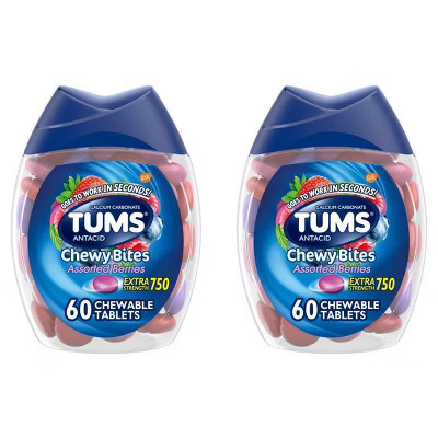 Tums 2 Pack/60ct Each Chewy Bites Extra Strength Antacid Assorted Berry | Target