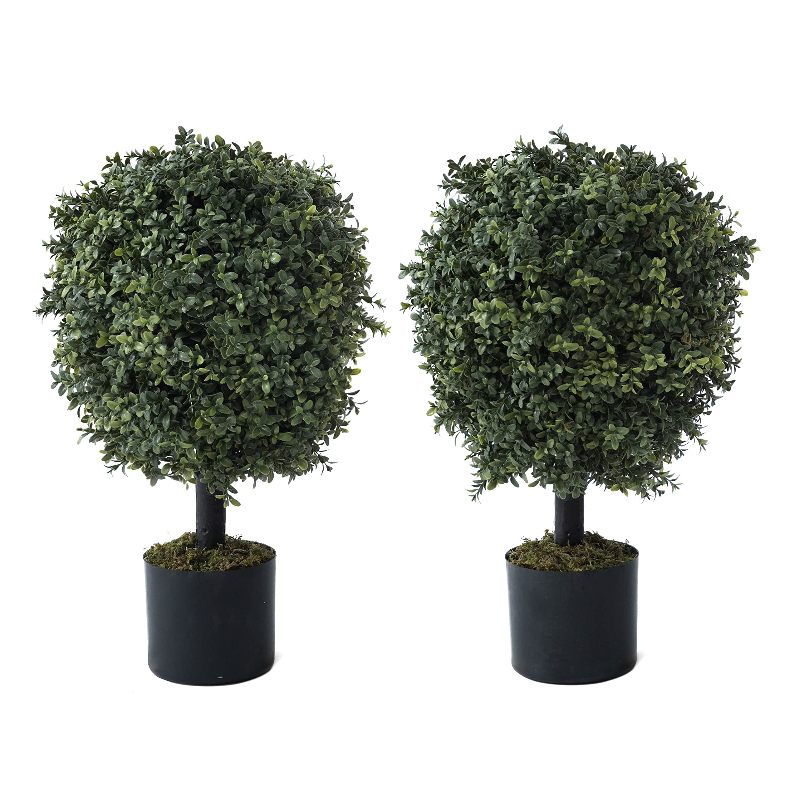 CAPHAUS 23.6" Artificial Boxwood Topiary Ball Trees Set of 2 - UV Resistant & Low Maintenance Fau... | Amazon (US)