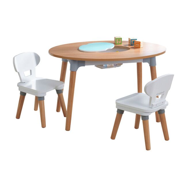 Play Tables Mid-Century Kid™ Toddler Table and 2 Chair Set (Grey) KidKraft Maisonette | Maisonette