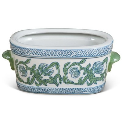 US SELLER - Petitie Chinese Green White Floral Oval Porcelain Footbath Planter | eBay | eBay US