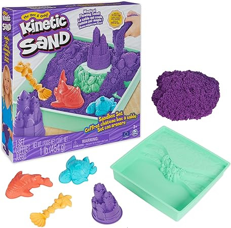 Kinetic Sand, Sandbox Set, Creative Easter Gifts, Includes 1lb Purple Moldable Play Sand, 4 Tools... | Amazon (US)