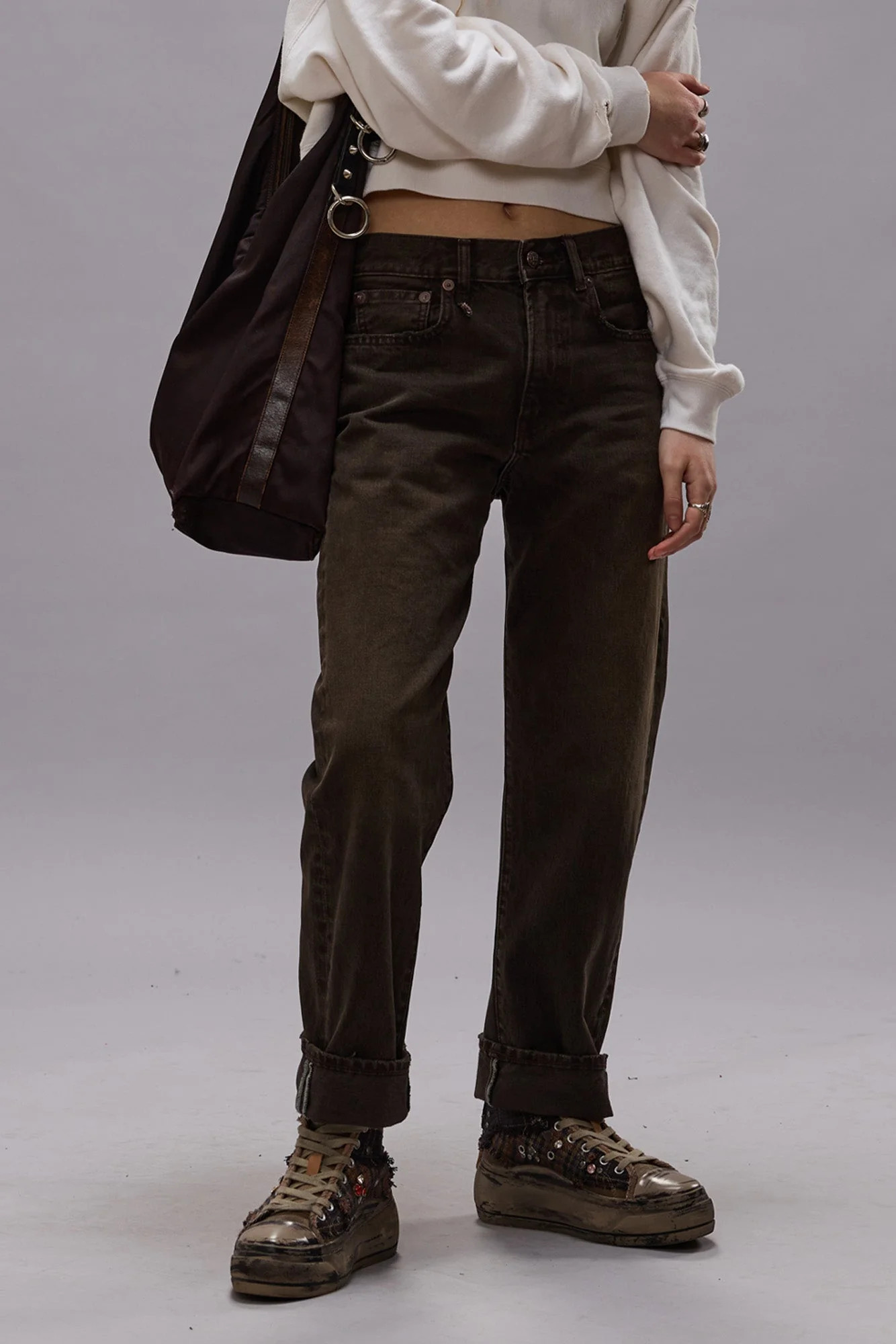 R13 Boyfriend Jean - Vintage Chocolate Brown / 24 | R13