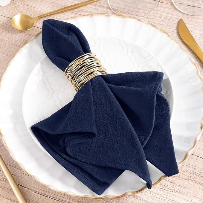 MLMW Navy Blue Napkins Cloth Set of 8 Linen Dinner Cotton Napkins Cloth Bulk Washable 16"×16" fo... | Amazon (US)