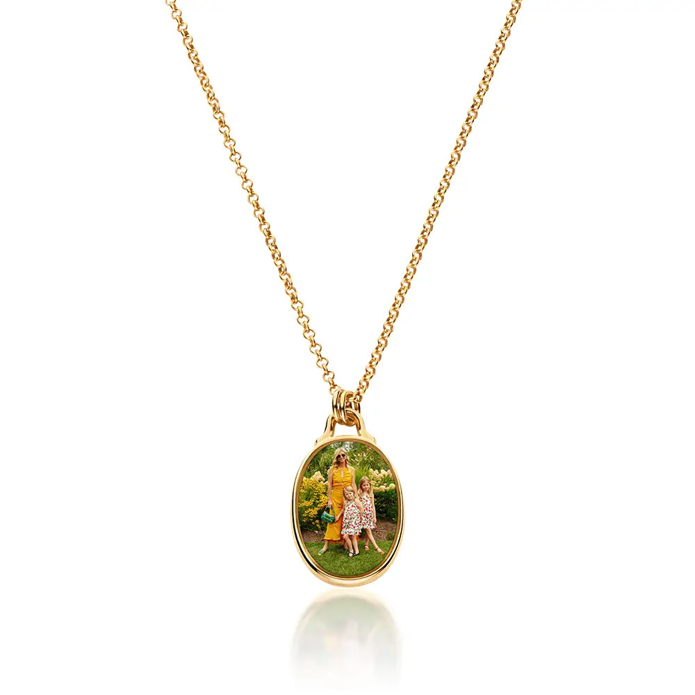 The Keepsake Oval Photo Necklace in Gold Plating | Theo Grace