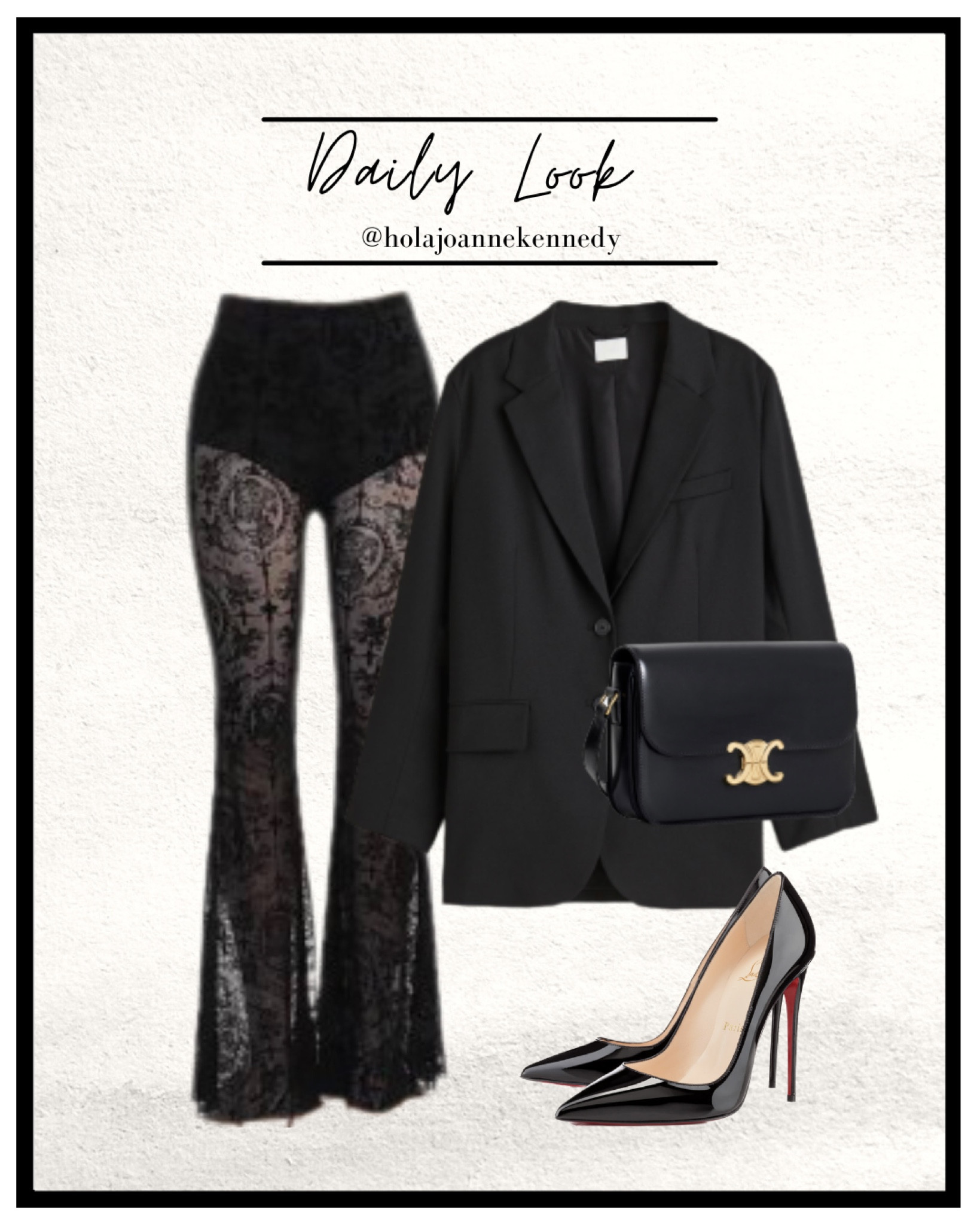 All black outfit, going out outfit, pre fall outfit idea, lace flare leggings, lace leggings, lace trousers, sheer trousers, sheer leggings, black blazer outfit, black going out outfit, black outfit ideas 

#LTKunder50 #LTKeurope #LTKstyletip