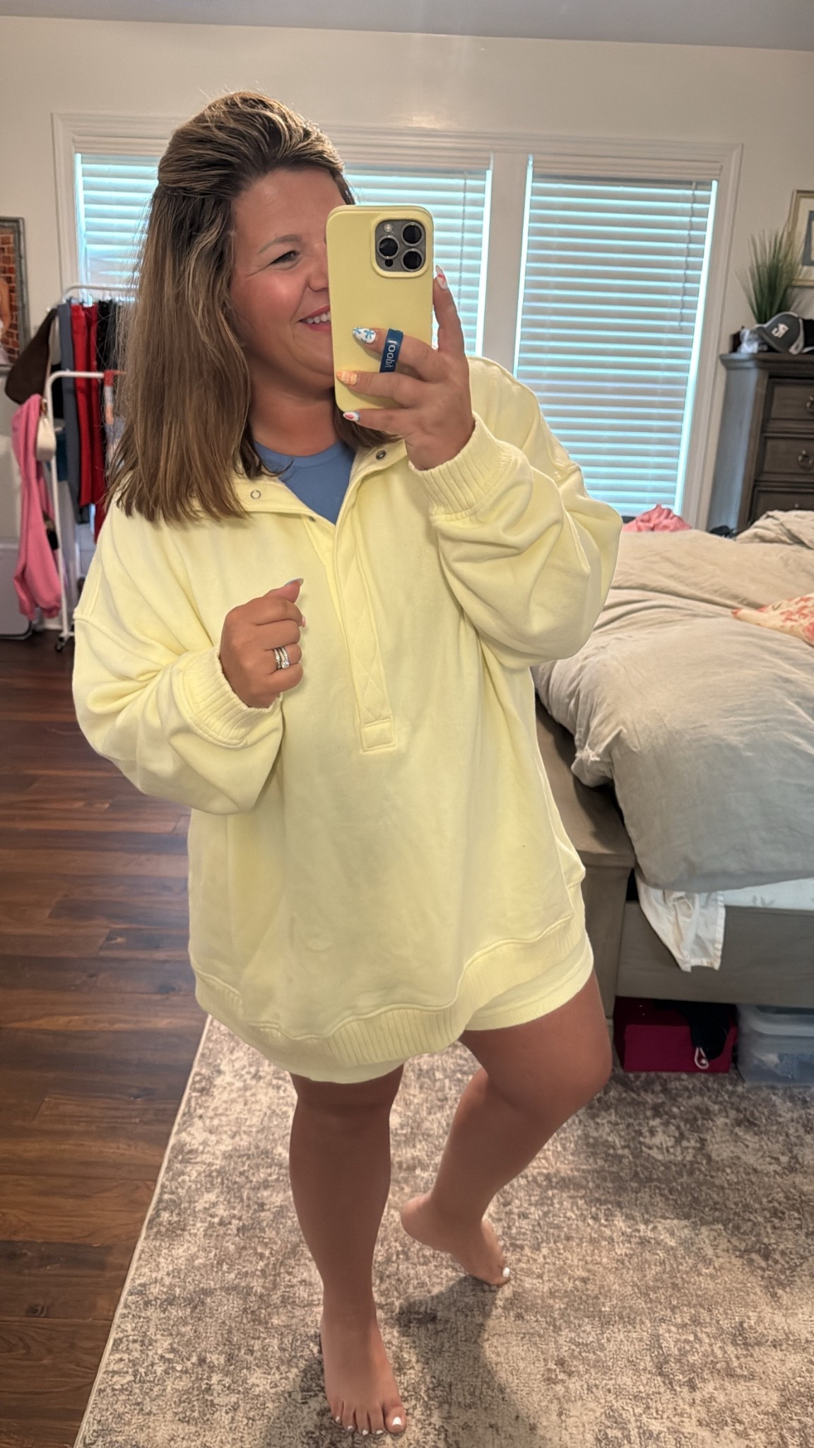 Post church comfies 

nuuds slinky rib size xl-color is sold out but linked others. Perfect staple top 
Aerie oversized shorts size large on sale 30% off! 
Aerie oversized pull over-wearing size large def could have done a medium. 40% off 
Loopy case code: mstanforss

#LTKSaleAlert #LTKootd #LTKMidsize