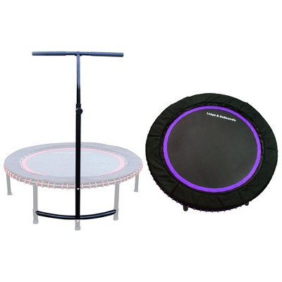LEAPS & REBOUNDS 40" Adjustable Stability Bar Attachment with 40" Mini Fitness Trampoline and Home Gym Rebounder for Cardio Exercises, Purple | Target