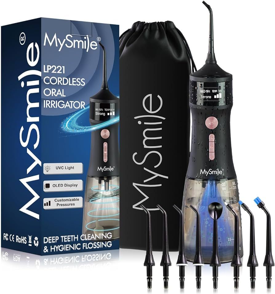 MySmile LP221 UVC Sterilizable Cordless Water Flossers for Teeth 335ML Portable OLED Display Dent... | Amazon (US)