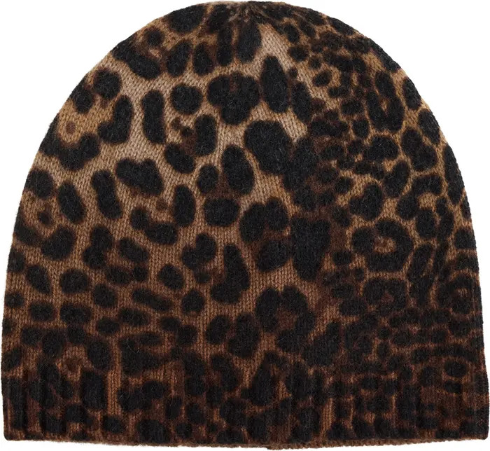 Cheetah Print Cashmere Knit Beanie | Nordstrom Rack