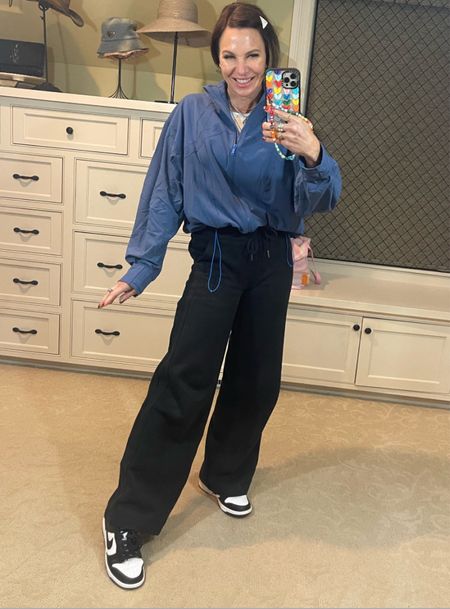 Casual and cute! I love throwing on a cute pair of wide leg pants and a cropped sweatshirt. You can pair with sneakers or sandals! Wearing size xs/s in sweatshirt, small in pants and 7.5 in shoes. 

#LTKtravel #LTKover40 #LTKstyletip