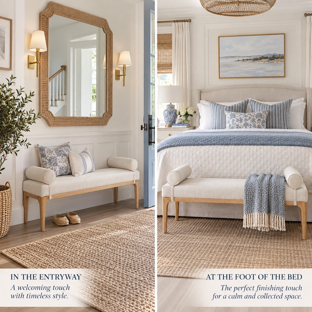 This linen bench with bolster pillows is currently $40 off!! Such a steal on this gorgeous piece you can use in multiple spots around your home!