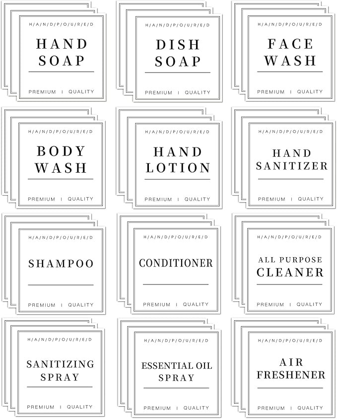 36PCS Waterproof Labels for Bottles, Hand Soap Lotion Shampoo and Conditioner Dispenser Label Sti... | Amazon (US)