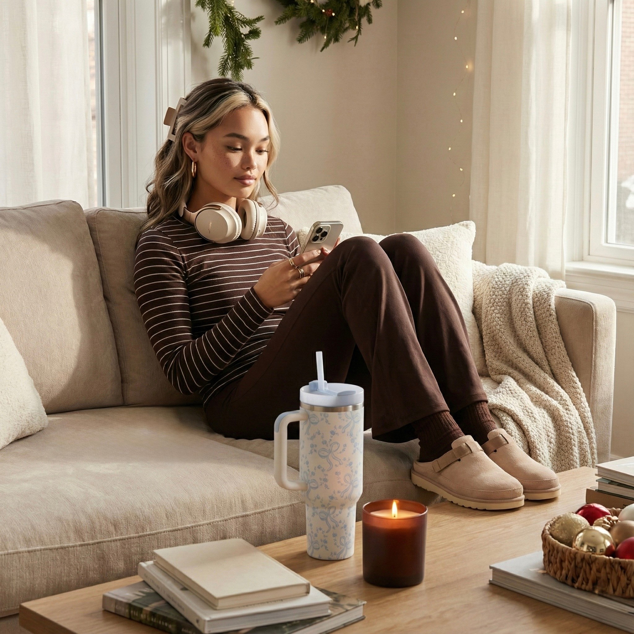 Morning cozy fit 🤎
Wearing the Aerie striped long sleeve (size S) and their soft lounge pants (size S) — seriously the best neutral loungewear / cozy essentials for winter days. The neutral clogs (size 7) make it the easiest everyday at-home outfit.
Everything is linked below so you can shop the full cozy look ✨
Perfect if you’re building a neutral wardrobe or want comfy winter basics that actually feel good.

#LTKFindsUnder50 #LTKHome #LTKHoliday