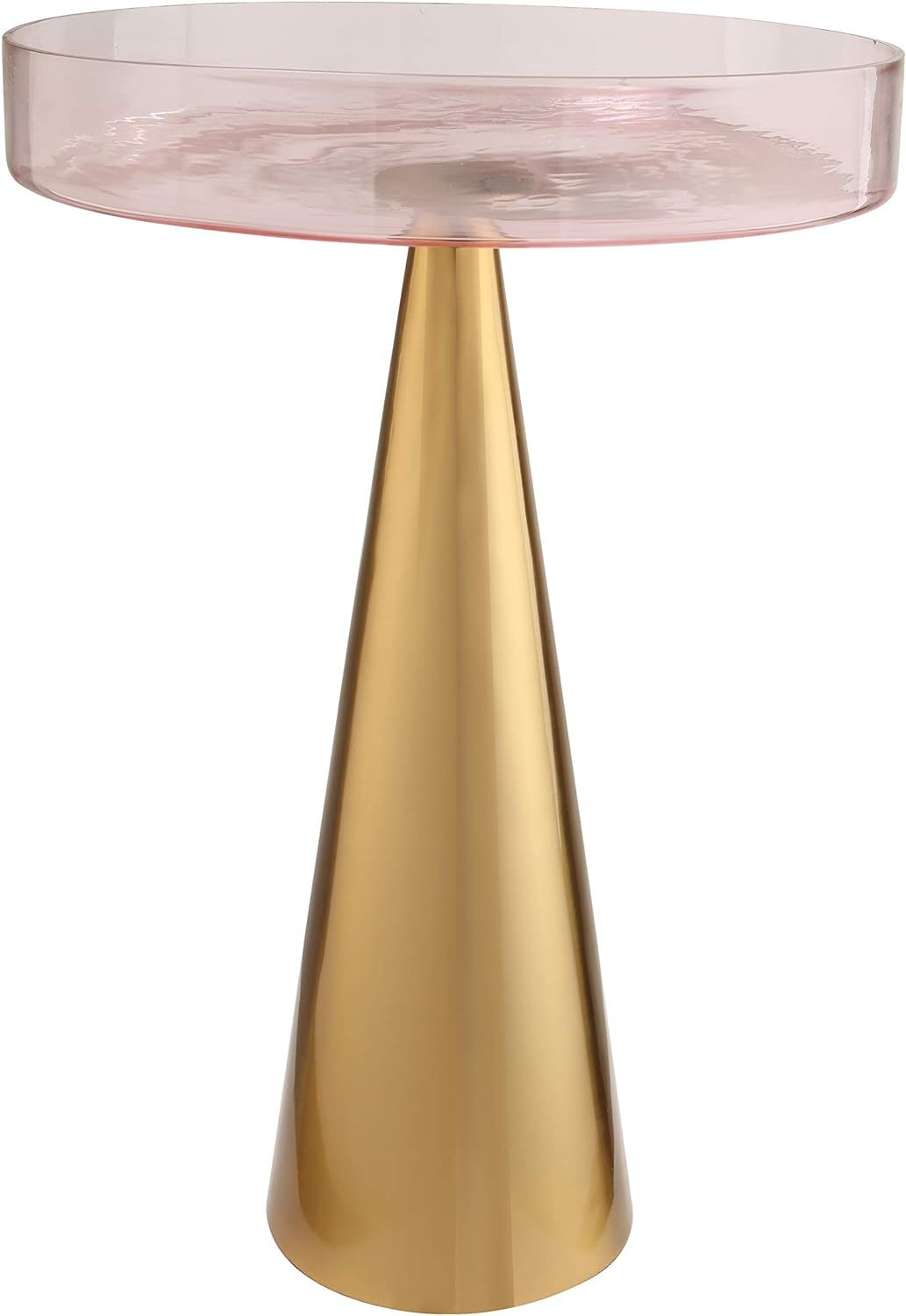 TOV Furniture Alo Series Large Modern Glass Side Table, 16", Pink, Gold | Amazon (US)