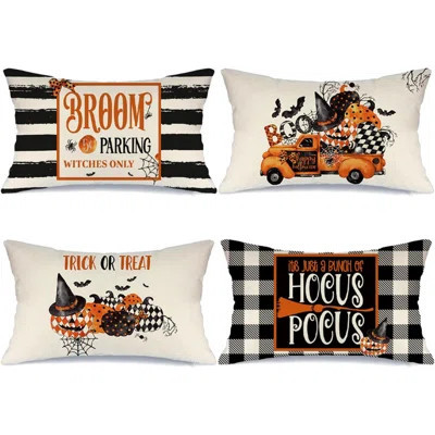Halloween Decorations Pillow Covers 12X20 Set Of 4 Halloween Decor Hocus Pocus Throw Pillow Covers Indoor Outdoor Fall Pumpkin Pillow Covers Decorativ | Wayfair North America