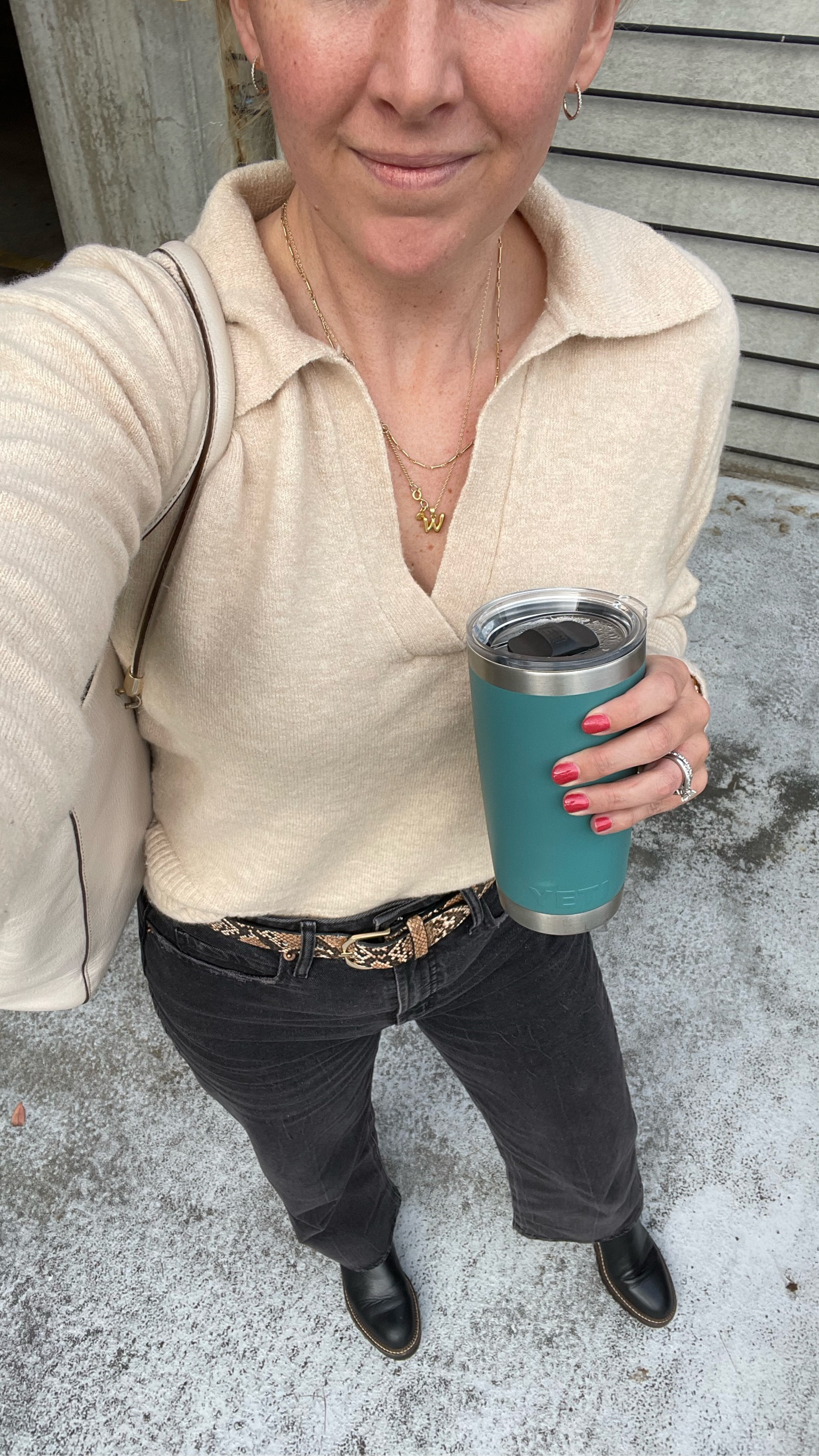 What I wore to the office — super soft collared v-neck sweater is back in stock from last fall! 

Washed black wide leg jeans have the best relaxed fit. If you want them tight I’d size down one.

Accessorized with neutral snakeskin belt and chunky black Chelsea boots (also back from last year!)
Wearing my normal size in everything 

Casual fall work outfit idea

#LTKSeasonal #LTKfindsunder50 #LTKstyletip