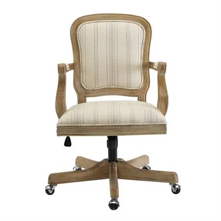 Riverbay Furniture Aspen Upholstered Striped Fabric and Wood Office Chair Beige | Walmart (US)