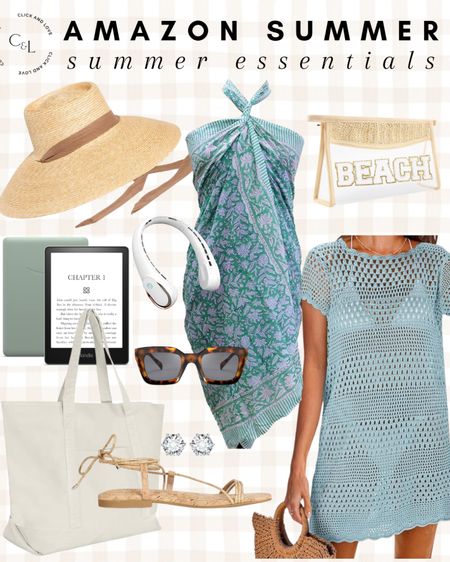 Amazon Summer essentials ✨ everything you need for a relaxing weekend or vacation! 

Kindle, headphones, sunnies, sunglasses, tote bag, beach bag, travel , travel accessories, jewelry, earrings, sandals. Beach hat, sun hat, swimsuit cover, vacation, beach day, pool day, lake day, summer vacation, summer essentials, Womens fashion, fashion, fashion finds, outfit, outfit inspiration, clothing, budget friendly fashion, summer fashion, wardrobe, fashion accessories, Amazon, Amazon fashion, Amazon must haves, Amazon finds, amazon favorites, Amazon essentials #amazon #amazonfashion

#LTKStyleTip #LTKSeasonal #LTKFindsUnder50