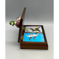 Vintage Wood Box With Attached Ceramic Duck & Two Decks Of Cards | Etsy (US)