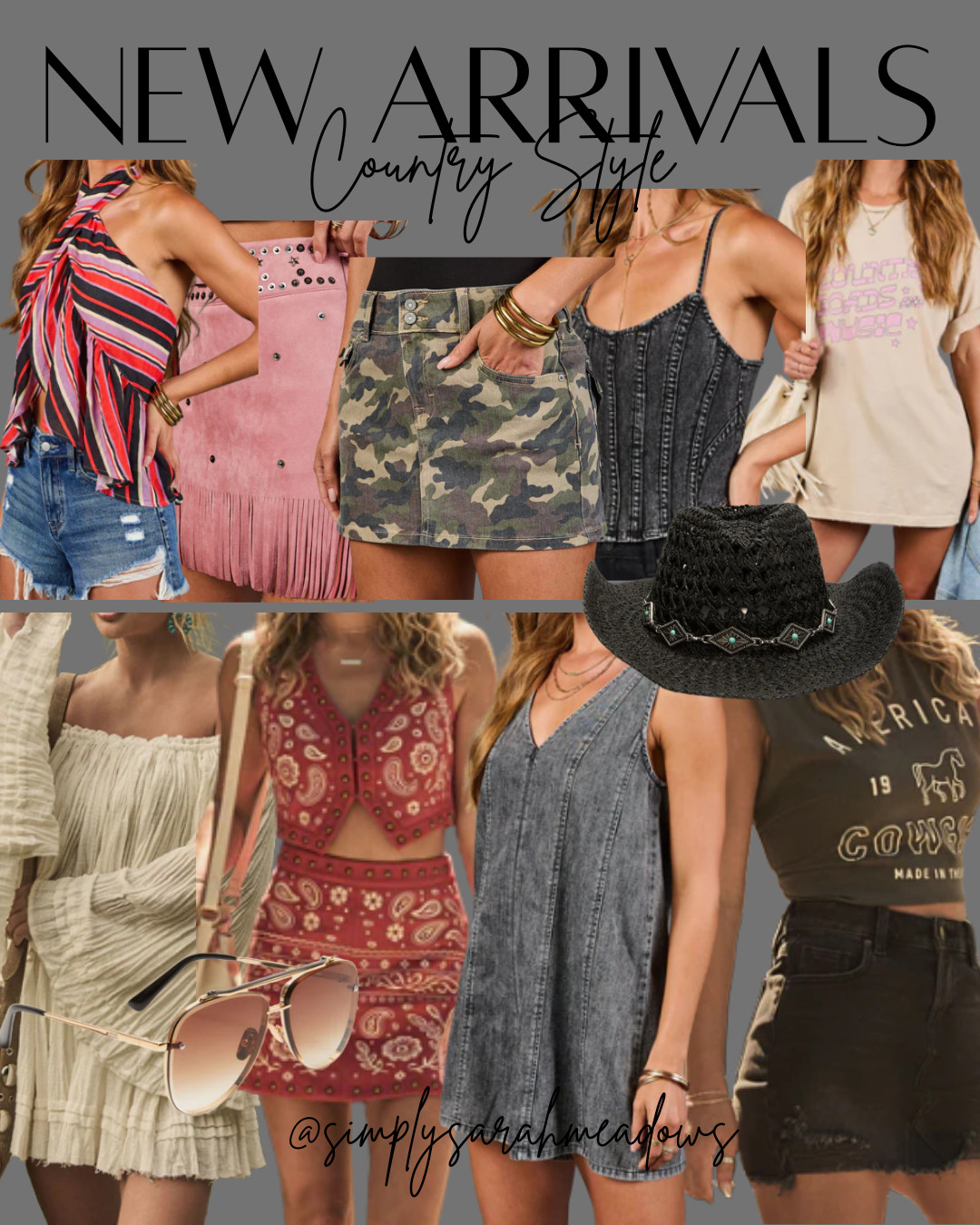 These new country-style arrivals are bringing all the western-chic vibes! From statement denim pieces and camo skirts to bandana prints, fringe details, graphic tees, and the cutest cowboy accessories, every piece is perfect for country concerts, summer festivals, rodeo nights, and casual weekend looks. I love how these styles mix trendy western details with everyday wearability—easy to dress up with boots or keep casual with sneakers. Which piece would you wear first? 🖤🌵

#LTKStyle #LTKFashion #LTKFinds #LTKSummer #WesternFashion #CowgirlStyle #CountryConcertOutfit #CountryStyle #WesternChic #DenimLover #CamoStyle #BandanaPrint #GraphicTeeStyle #FestivalFashion #SummerOutfitIdeas #OOTD #StyleInspo #TrendingFashion #BoutiqueFashion #CowgirlBoots #WesternWear #SummerTrends #FashionFavorites #WeekendStyle #ConcertReady #ShopTheLook #LTKCreator #ViralFashion #TrendingNow

#LTKSaleAlert #LTKOver40