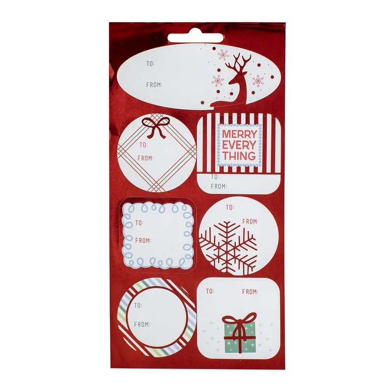 Snowman and Reindeer Christmas Sticker Gift Tags, Multicolor, 75 Count, by Holiday Time | Walmart (US)