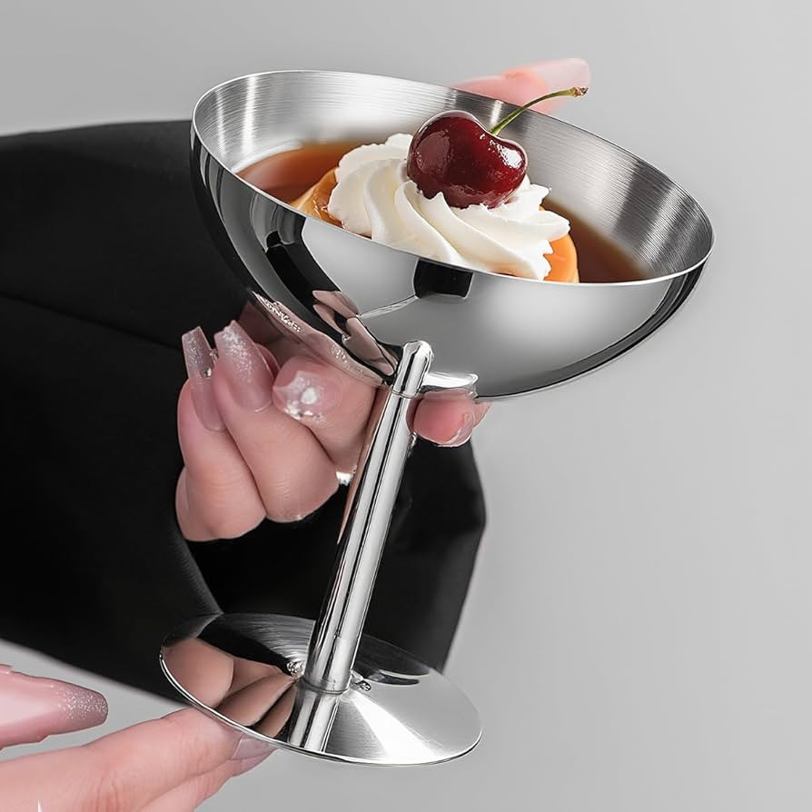Amazon.com | Ice Cream Bowls 1pc – Elegant Stainless Steel Dessert Cups, Footed Bowl for Ice Cr... | Amazon (US)