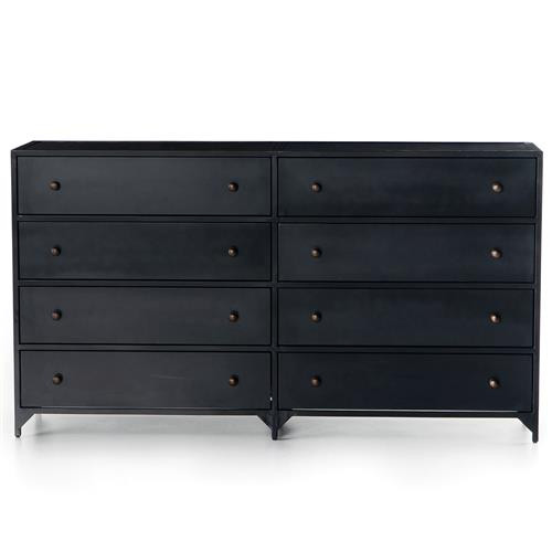 Stancil Industrial Loft Black Iron 8 Drawer Double Dresser | Kathy Kuo Home