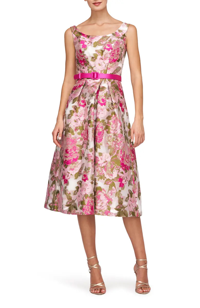Miriam Belted Brocade Midi Dress | Nordstrom