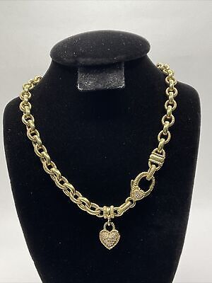 JR Judith Ripka 18K Yellow Gold Necklace Diamond HEART Couture Pendant  | eBay | eBay US