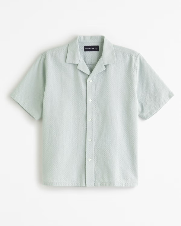 Camp Collar Waffle Button-Up Shirt | Abercrombie & Fitch (US)