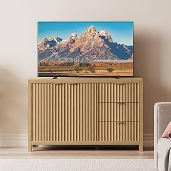 OAKHAM HOME Fluted Sideboard Cabinet 46.6'' Buffet Cabinet with 2 Doors and 3 Drawers Modern Stor... | Amazon (US)